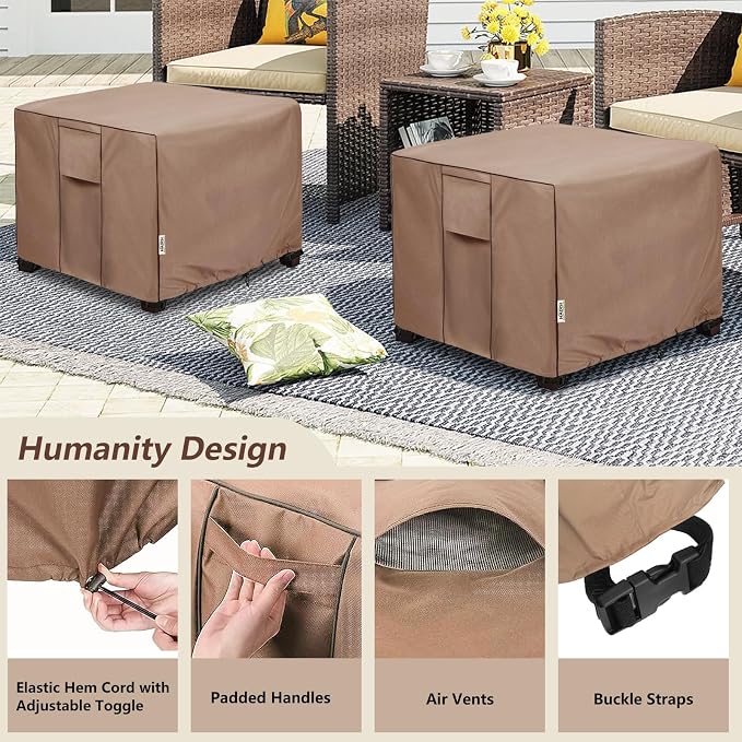 Patio Ottoman Cover Waterproof Square Outdoor Small Side Table Covers, Outdoor - Image 3