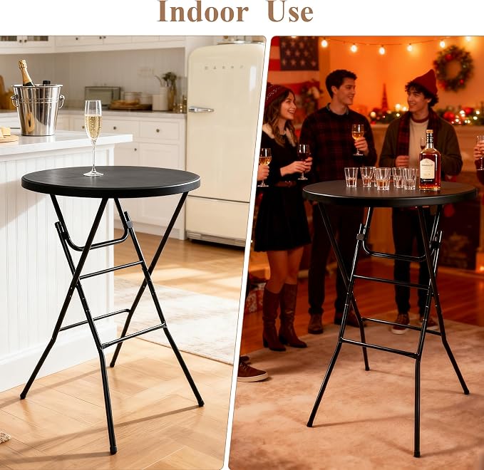 Folding Round Table, 32in Cocktail Table, High Top Table - Image 6