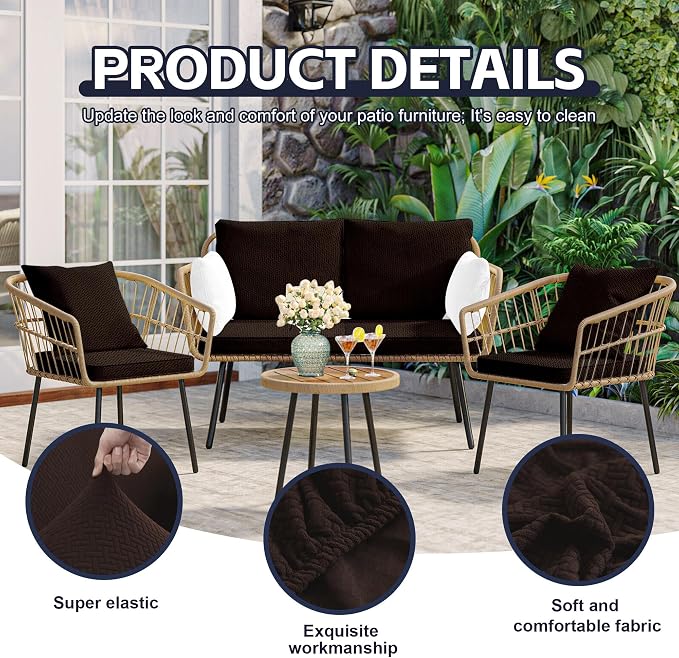8Pcs Patio Cushion Covers, Outdoor Cushions Covers, Stretch Cushion Covers - Image 3