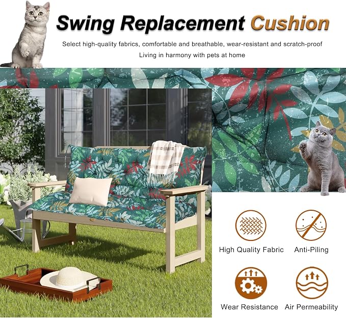 2-3 Seat Swing Replacement Cushion, Outdoor Bench Cushions - Image 2