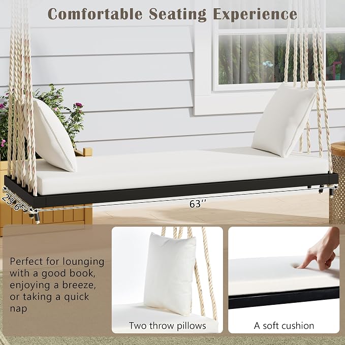 SOFTSEA 2-Person Patio Swing Bench - Image 4