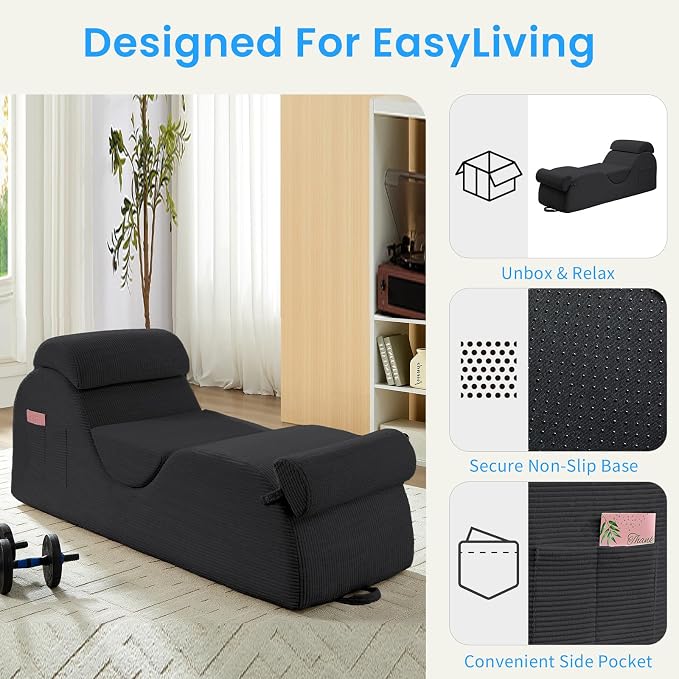 ijuicy 25" Wide Corduroy Yoga Chair, Yoga Lounge Chair - Image 6