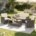 Wisteria Lane 4 Piece Patio Furniture Set, Wicker Outdoor Patio Conversation by WisteriaLane
