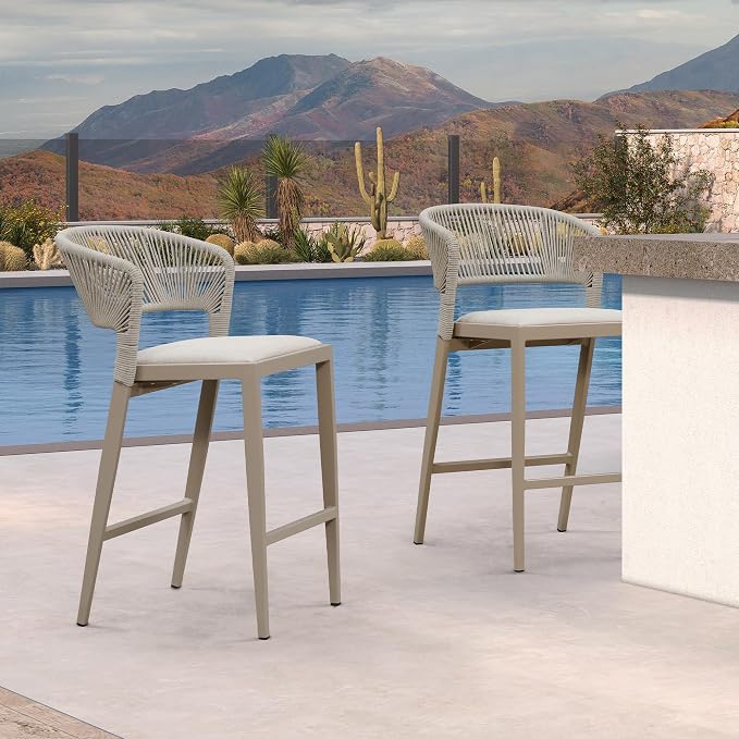 PURPLE LEAF Counter Height Bar Stool Set of 2 Patio Bar Stools Modern Bar - Image 3