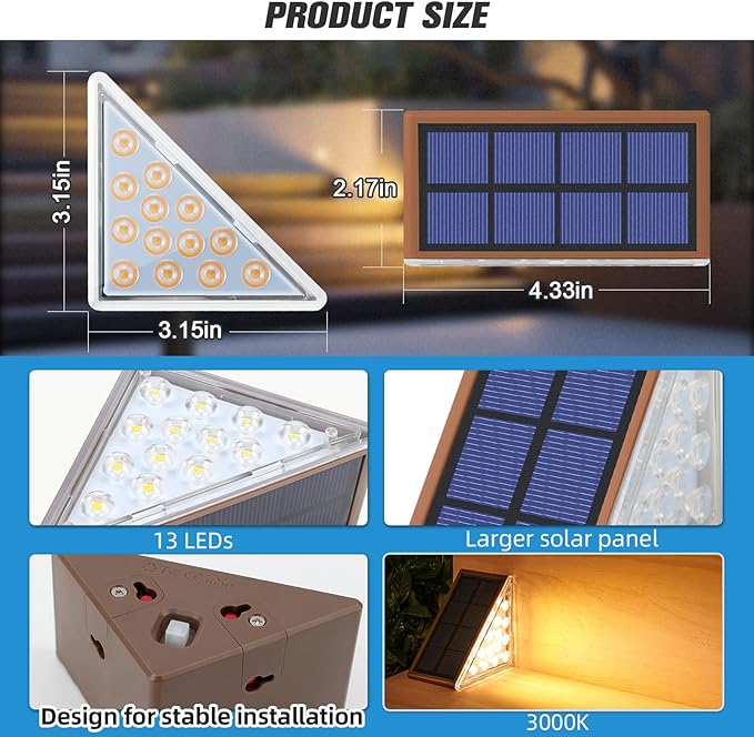 NIORSUN Outdoor Stair Lights 8 Pack, Solar Step Lights IP67 Waterproof - Image 4