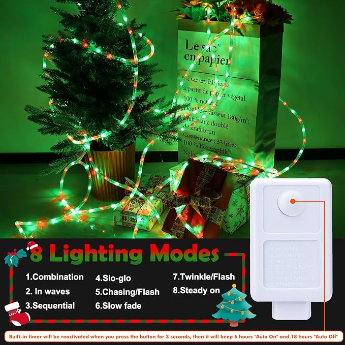 50ft LED Rope Lights Outdoor, 360 LED Connectable and Flexible Tube Lights - Image 3