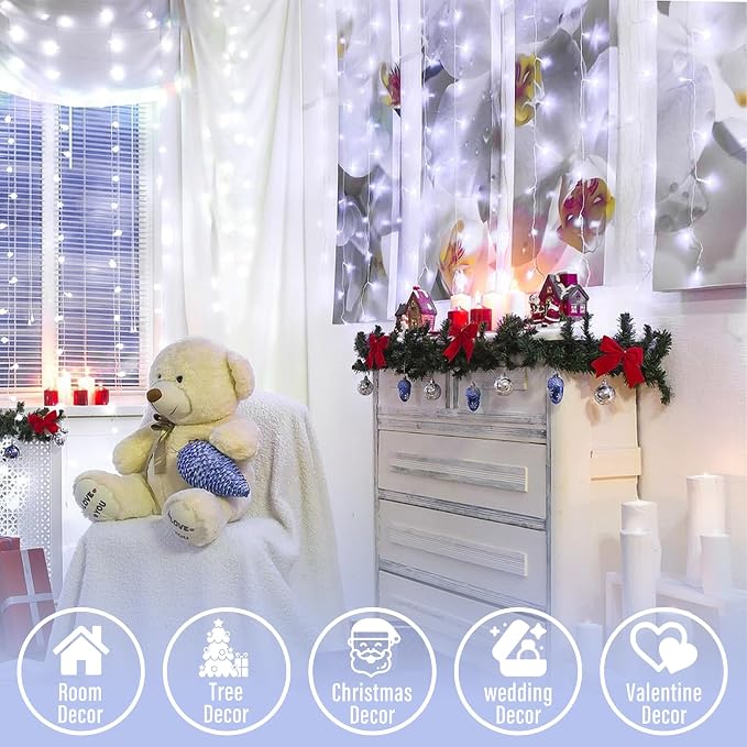 JMEXSUSS 66ft 200 LED White Christmas Lights Indoor Outdoor, Connectable String - Image 8