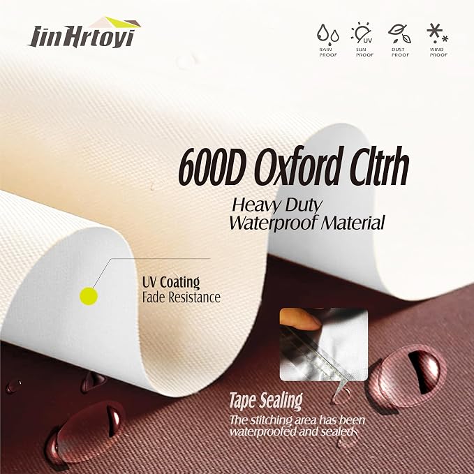 JinHrtoyi Patio Coffee Table Cover, 42Wx26Dx16H Inches 100% Waterproof Heavy - Image 5