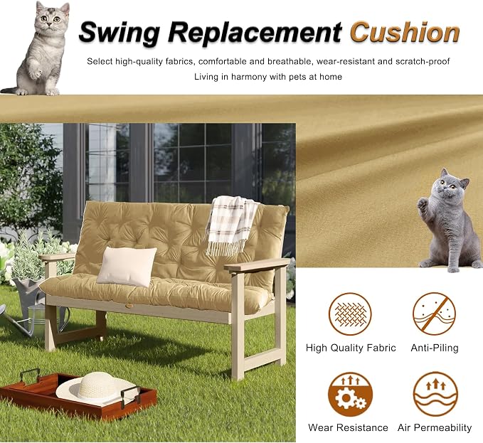 2-3 Seat Swing Replacement Cushion, Outdoor Bench Cushions - Image 2