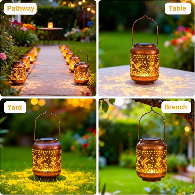 Gifts for Women Mom Grandma, Hummingbird Solar Lanterns Outdoor Waterproof - Image 5