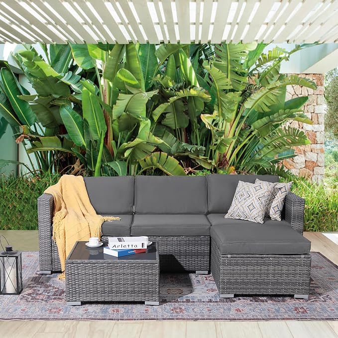 Patiorama 5 Piece Outdoor Patio Furniture Set, Outdoor Sectional Conversation - Image 8