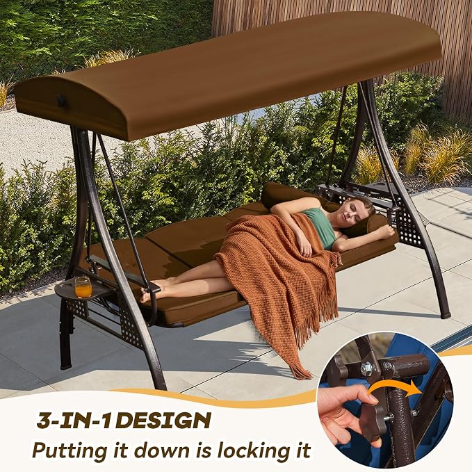 3 in 1 Outdoor Porch Swing - Image 3