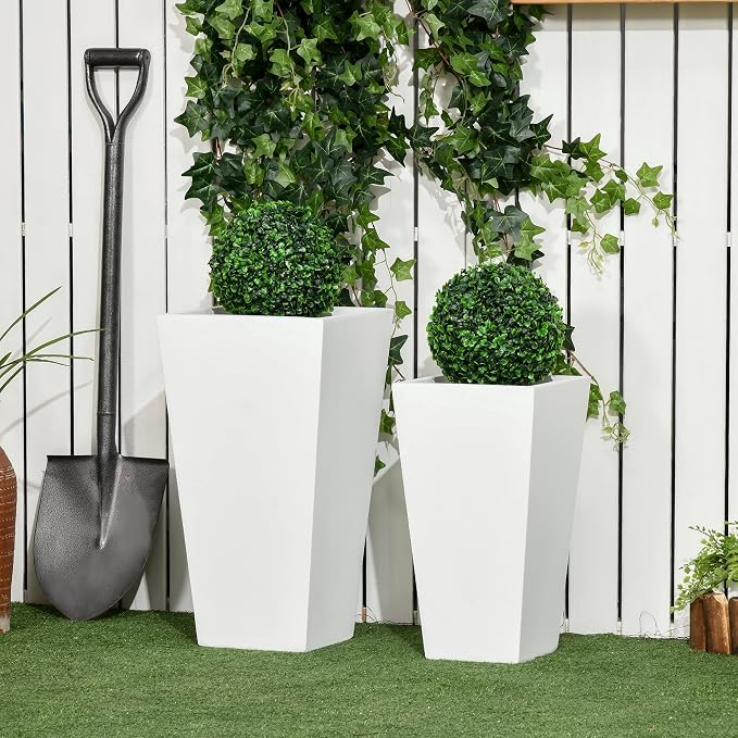 Outsunny 2-Pack Outdoor Planter Set, Flower Pots - Image 2