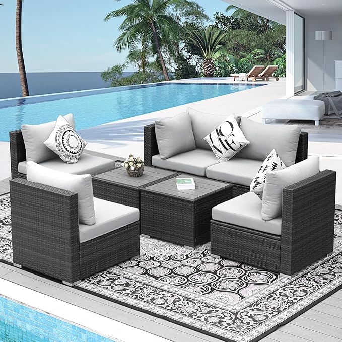 NICESOUL 7 Pieces Comfy 29.3'' High Back Outdoor Furniture Sofa Set, Extra - Image 2