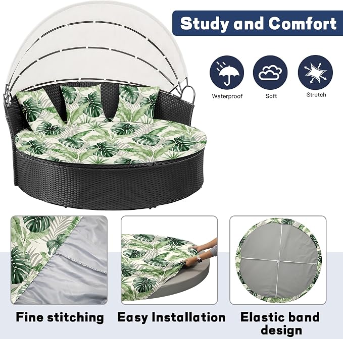 Round Cushion Covers with Attached Pillowcase, Elastic Fabric, 66 inch Diameter - Image 4