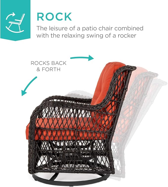Best Choice Products 3-Piece Outdoor Wicker Patio Bistro Set w/ 2 360-Degree - Image 3