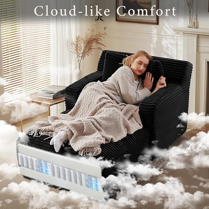 65.4" Chaise Lounge Chair Indoor, Oversized Boneless Chaise Lounge Comfy - Image 3