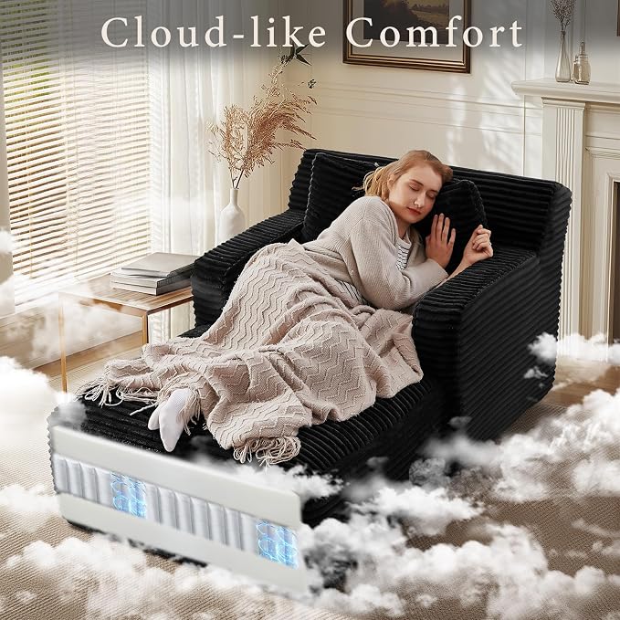 65.4" Chaise Lounge Chair Indoor, Oversized Boneless Couch Comfy Upholstered - Image 3