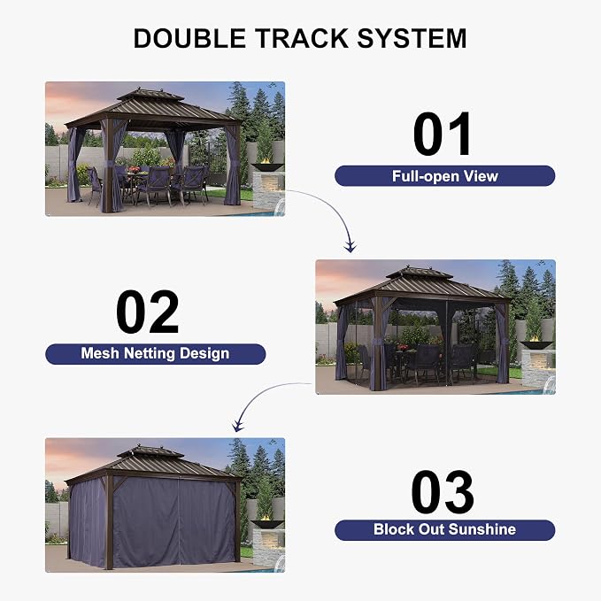 PURPLE LEAF Hardtop Gazebo 10' X 13' Galvanized Steel Roof - Image 5