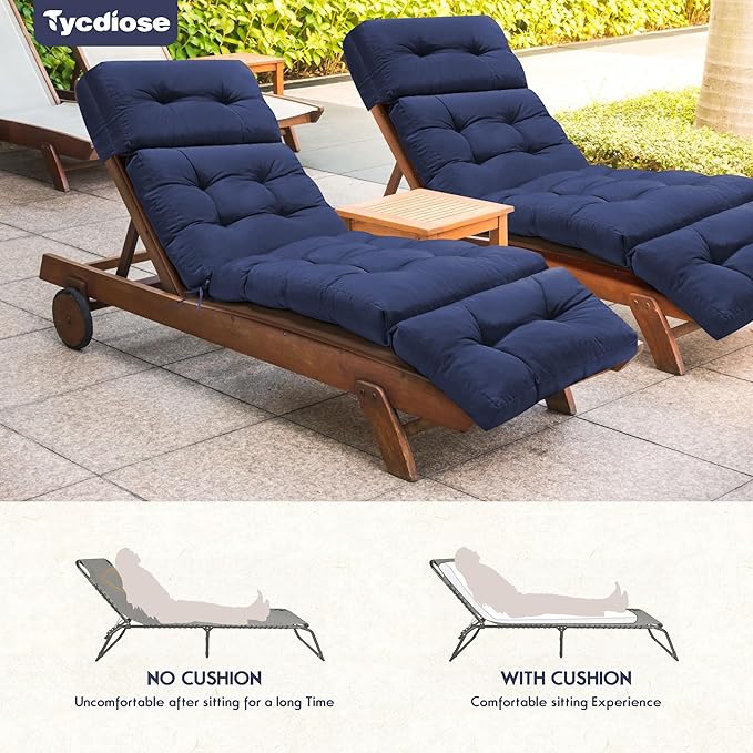 Outdoor Chaise Lounge Chair Cushion Set of 4, Thickened 74.4 x 22 x 4.7 Inches - Image 6