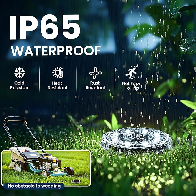 SOLPEX Solar Ground Lights 20 Pack, Solar Pathway Lights Outdoor Waterproof - Image 5