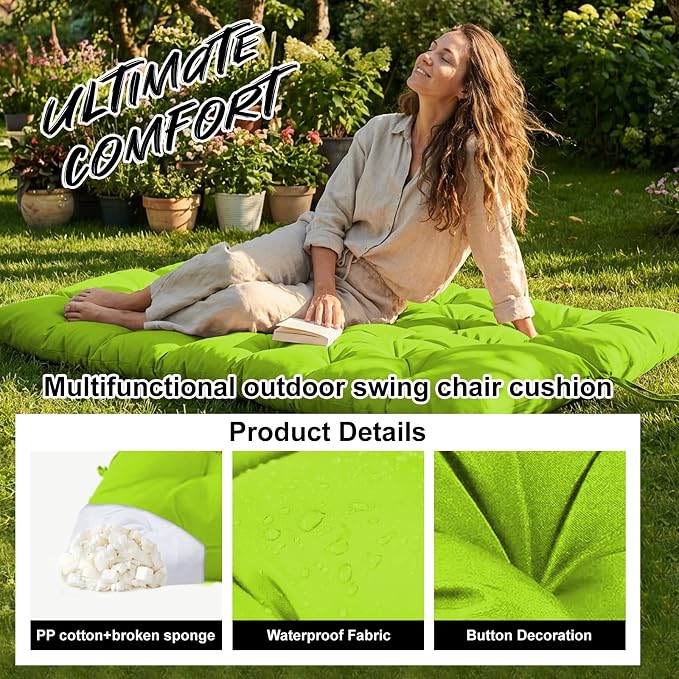 Waterproof Porch Swing Cushion Replacement, 2–3 Seat Swing Seat Cushion - Image 3