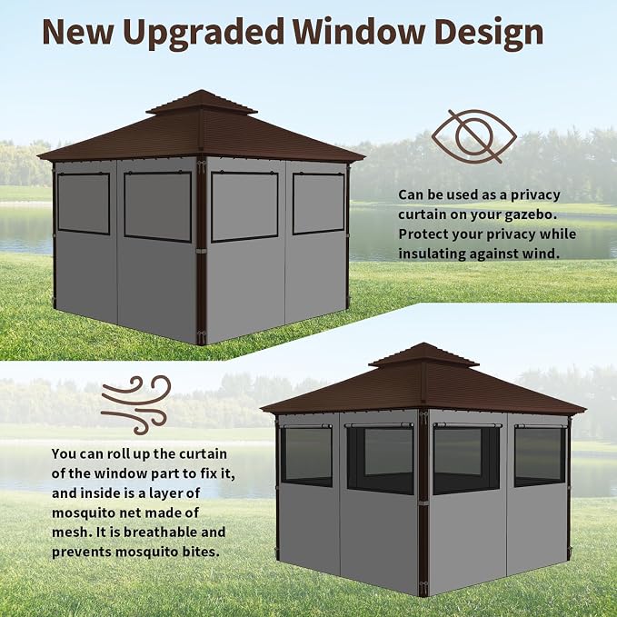 Homegroove Gazebo Universal Replacement Privacy Curtain, 4-Panels Sidewall - Image 6