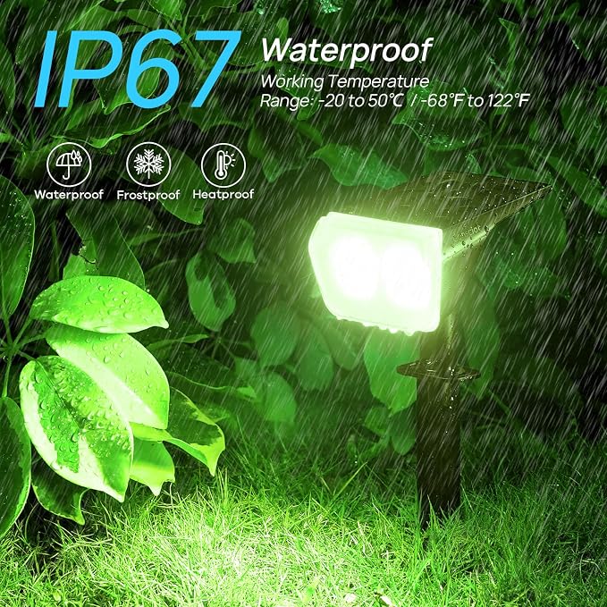 Consciot Solar Spot Lights Outdoor, 30 LEDs Waterproof Color Changing Solar - Image 5