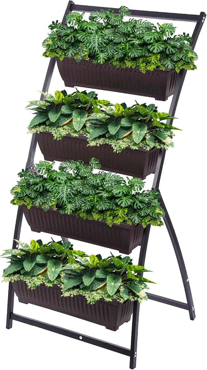 KHOMO GEAR Vertical Garden Planter Balcony Garden Outdoor 4 Tier Raised Bed Box by KHOMOGEAR