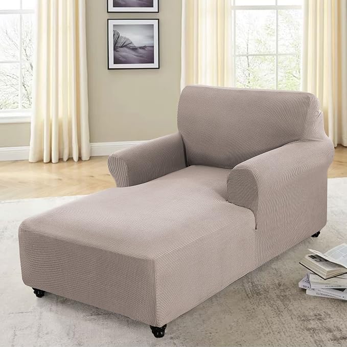FantasDecor Chaise Lounge Cover Stretch Chair Lattice Slipcover - Image 3
