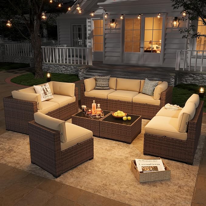 Aoxun Patio Furniture Sets, 10-Piece Outdoor Patio Furniture - Image 3