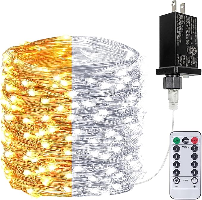 Warm White ⇋ Cool White 66Ft 200LED Christmas Fairy Lights Plug in by BHCLIGHT