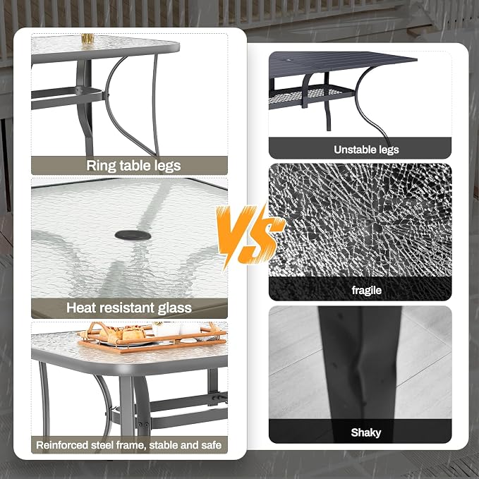 TLSUNNY Patio Outdoor Table W/ 1.69″ Umbrella Hole, Outdoor Metal Furniture - Image 6