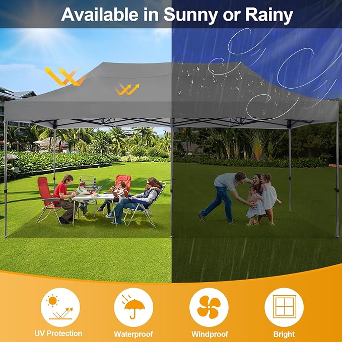 COBIZI 10x20 Pop Up Canopy Without Sidewall, Heavy Duty Canopy UPF 50+ All - Image 7