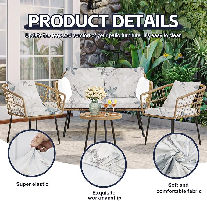 14Pcs Patio Cushion Covers, Outdoor Cushions Covers, Stretch Cushion Covers - Image 3
