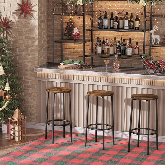 HOOBRO Bar Stools, Kitchen Round Height Stools - Image 6