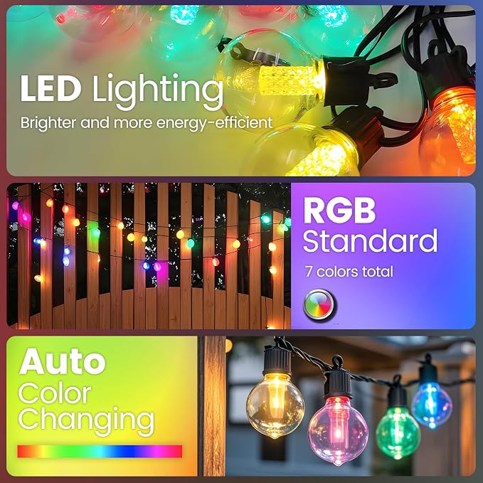 10FT Color Changing String Lights Outdoor- LED Patio Lights - Image 2