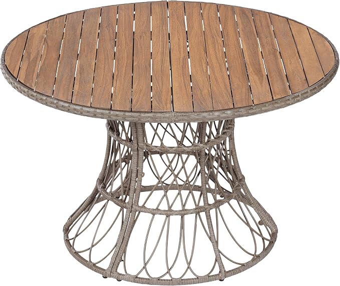 Merax 5-Piece Outdoor Dining Set, 47.24'' Round Acacia Wood Table & 4 Wicker - Image 4