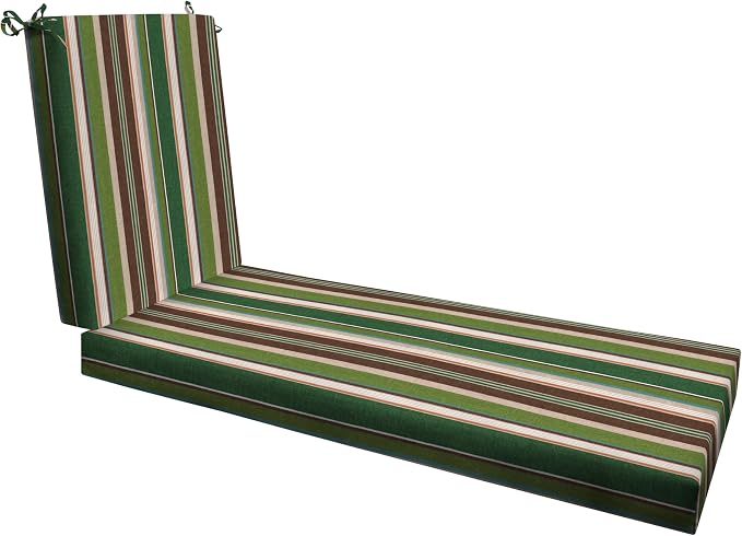 Honeycomb Outdoor Heritage Chaise 21.5 x 70, Stripe Pine Green Chaise Lounge by Honeycomb