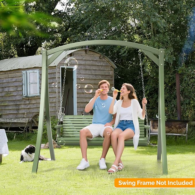 VINGLI Upgraded Patio Wooden Porch Swing - Image 6