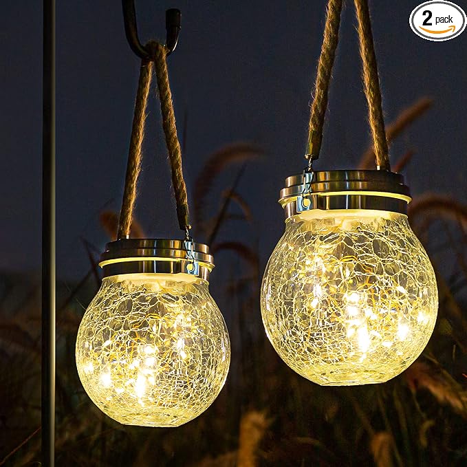 ROSHWEY Solar Lantern Gifts for Women, 2 Pack Hanging Garden Decor Lights by ROSHWEY