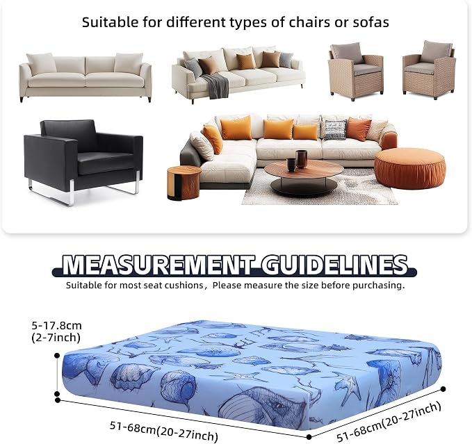 8Pcs Patio Cushion Covers, Outdoor Cushions Covers, Stretch Cushion Covers - Image 2