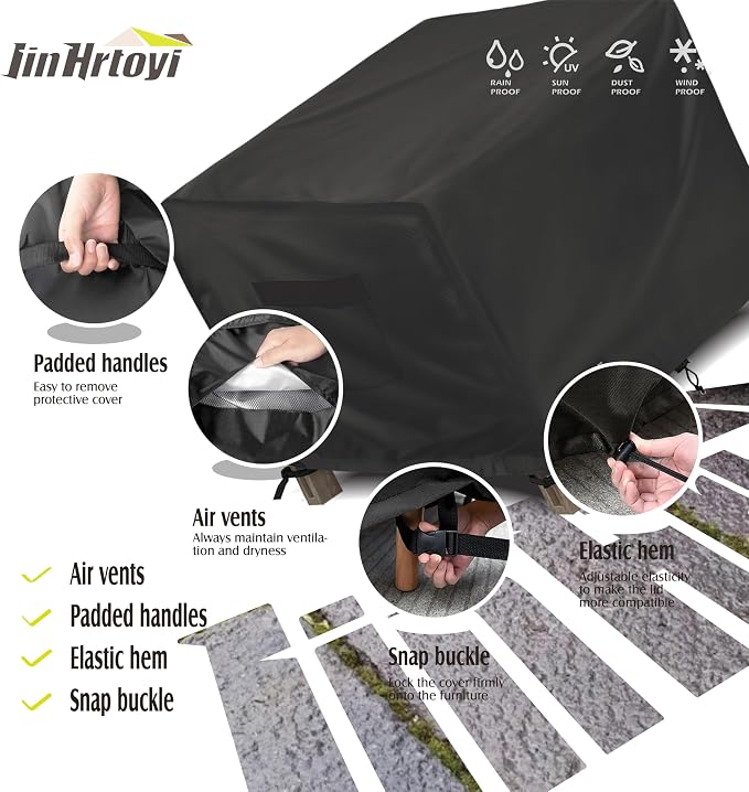 JinHrtoyi Patio Square Table Cover, 32Wx32Dx16H Inches 100% Waterproof Heavy - Image 5