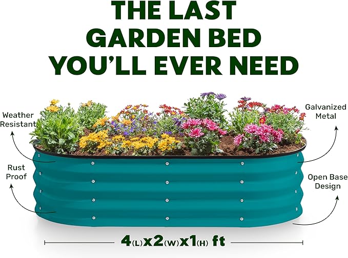 Plant & Plot Galvanized Raised Garden Beds Outdoor // 4×2×1 ft Planter Raised - Image 4