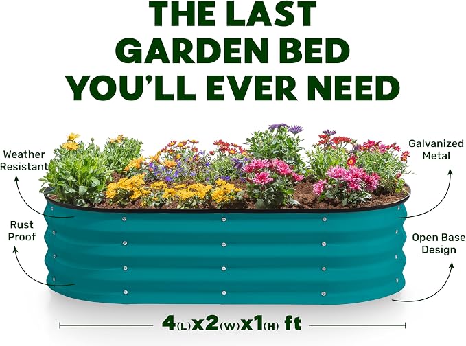 Plant & Plot Galvanized Raised Garden Beds Outdoor // 4×2×1 ft Planter Raised - Image 4