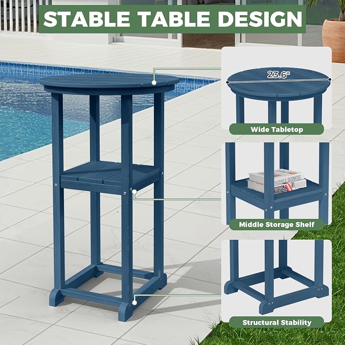 Outdoor Bistro Bar Set, Patio High Top Table and Bar Height Tall Adirondack - Image 6