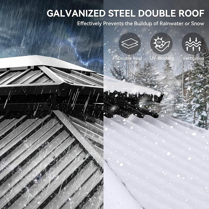 YITAHOME 10X10FT Hard Top Metal White Gazebo Patios Double Roof Canopy Aluminum - Image 3