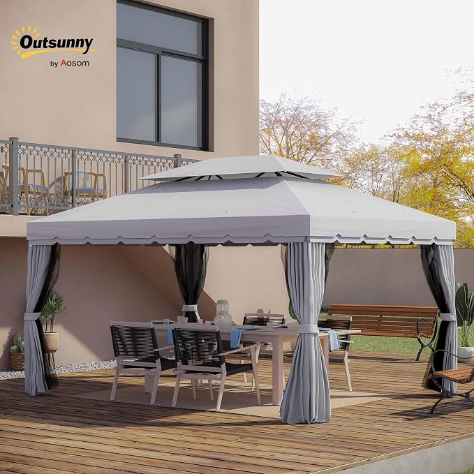 Outsunny 10' x 13' Patio Gazebo, Outdoor Gazebo Canopy Shelter - Image 2