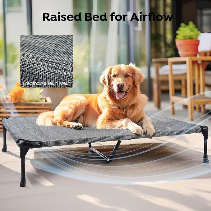 Veehoo Cooling Elevated Dog Bed Add Removable Waterproof Bolster Cushion Mat - Image 6
