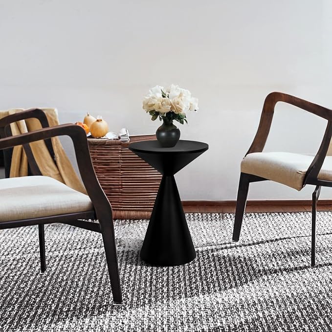 Small Drink Table, Round Martini Table, Drum End Table Side Table, Metal Accent - Image 8